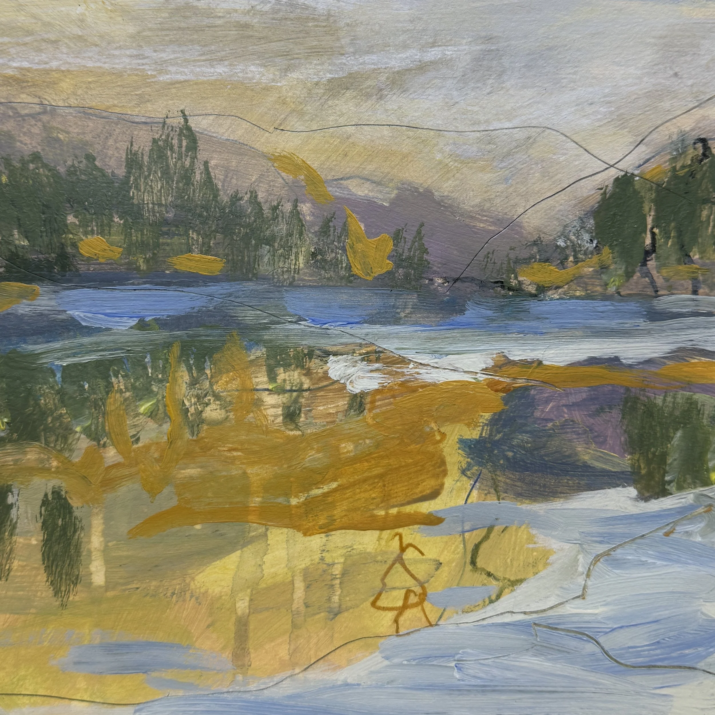 Catskills Study 1 | Acrylic & Pencil