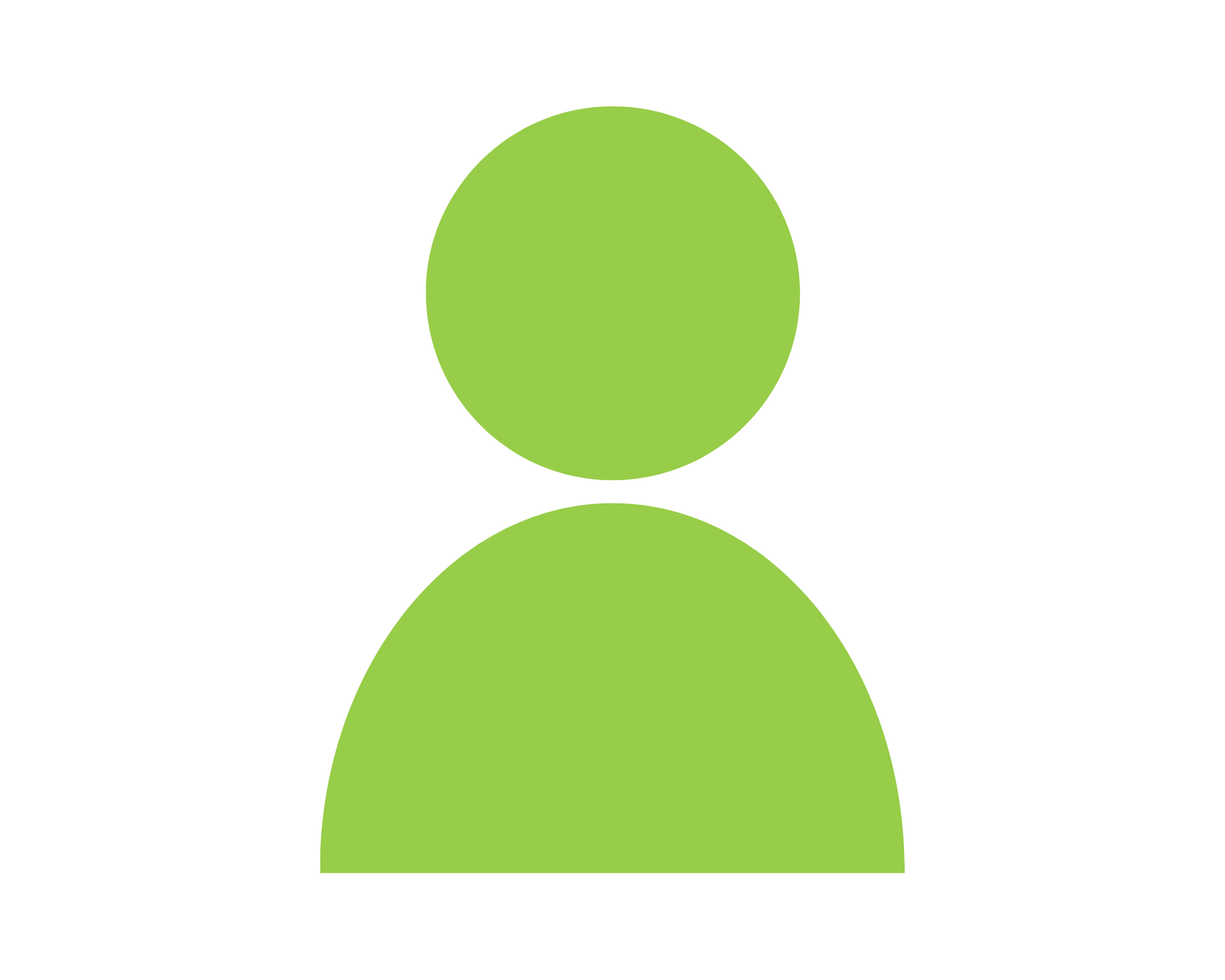 Placeholder image of a person icon in green with a reflection