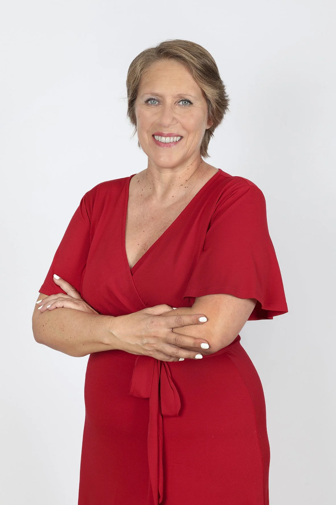 Portrait professionnel d’une dirigeante d’entreprise avec un studio mobile