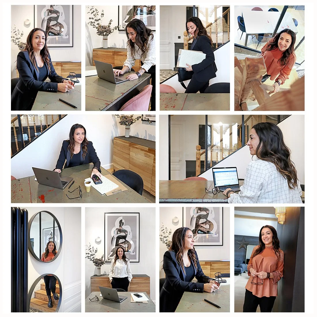 Portrait professionnel d’une gestionnaire de patrimoine à Saint-Genis-Laval, photographié dans son environnement de travail