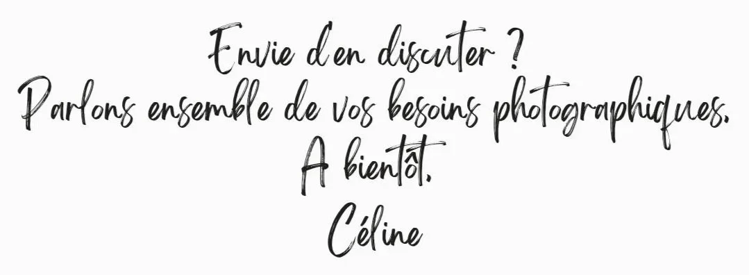 Message manuscrit invitant à échanger sur les besoins photographiques, écrit par Céline Vautey