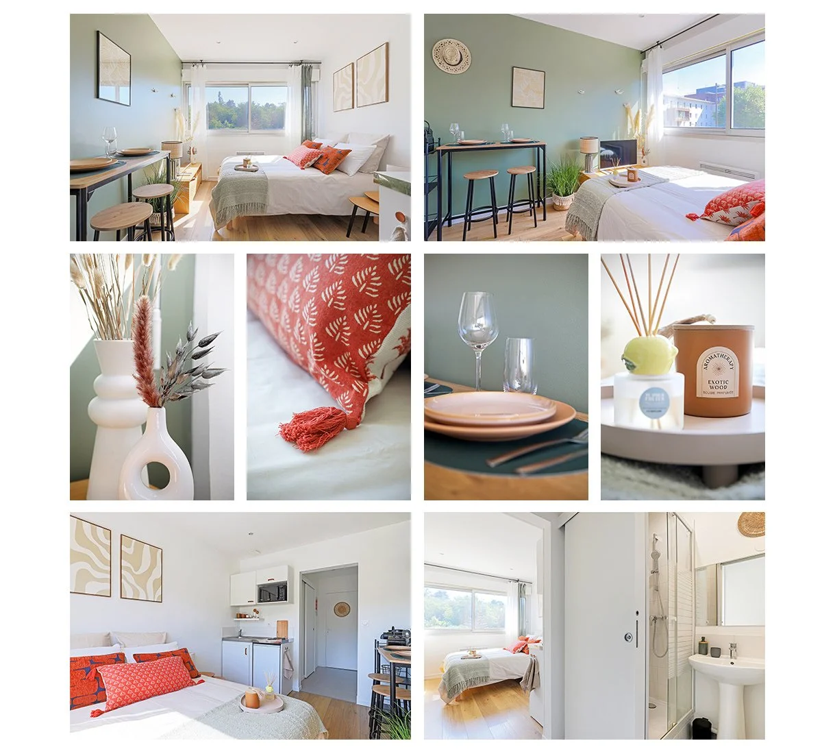 Reportage photographique d’un appartement redécoré par une architecte d’intérieur à Écully pour la location courte durée