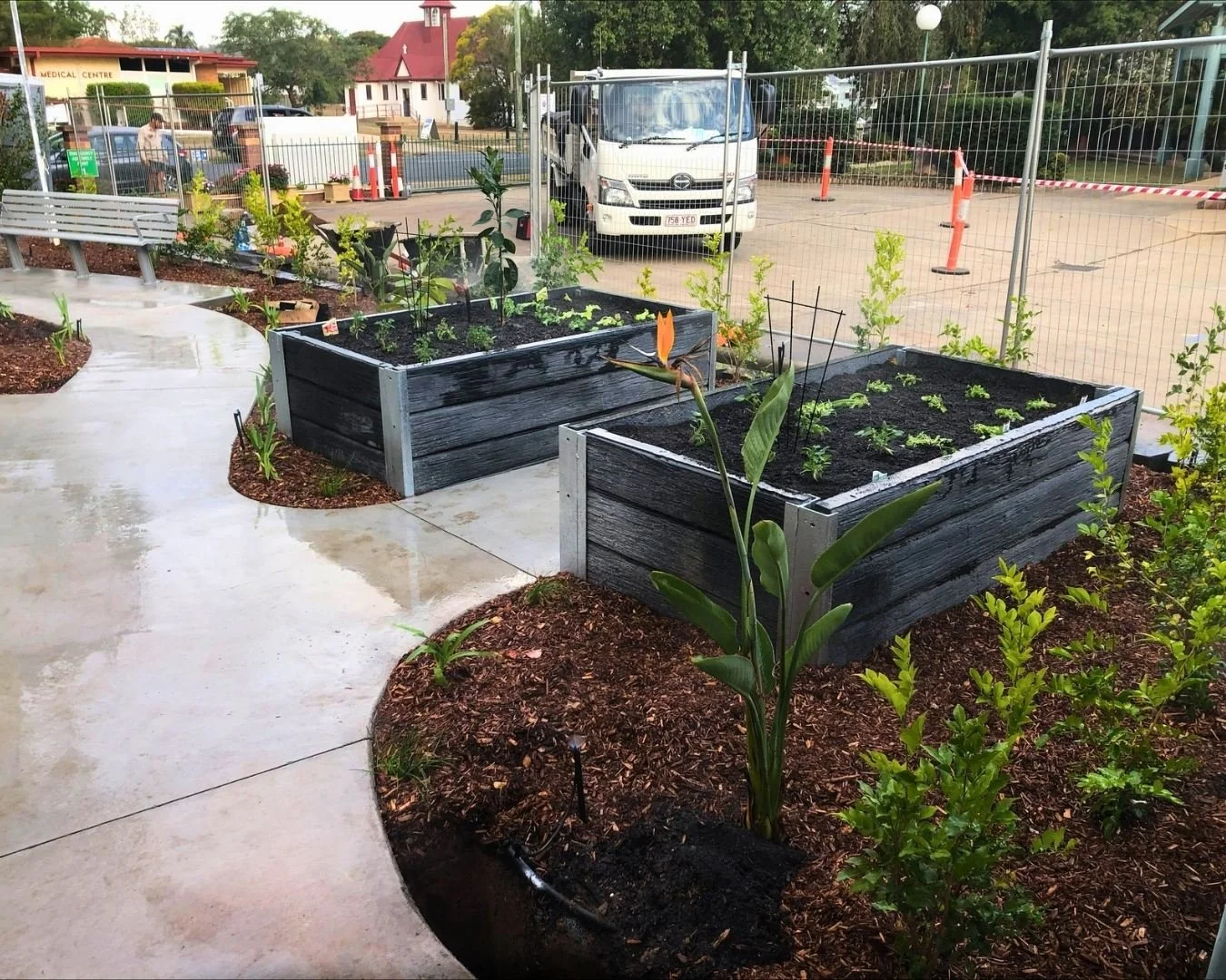 Garden beds and paths