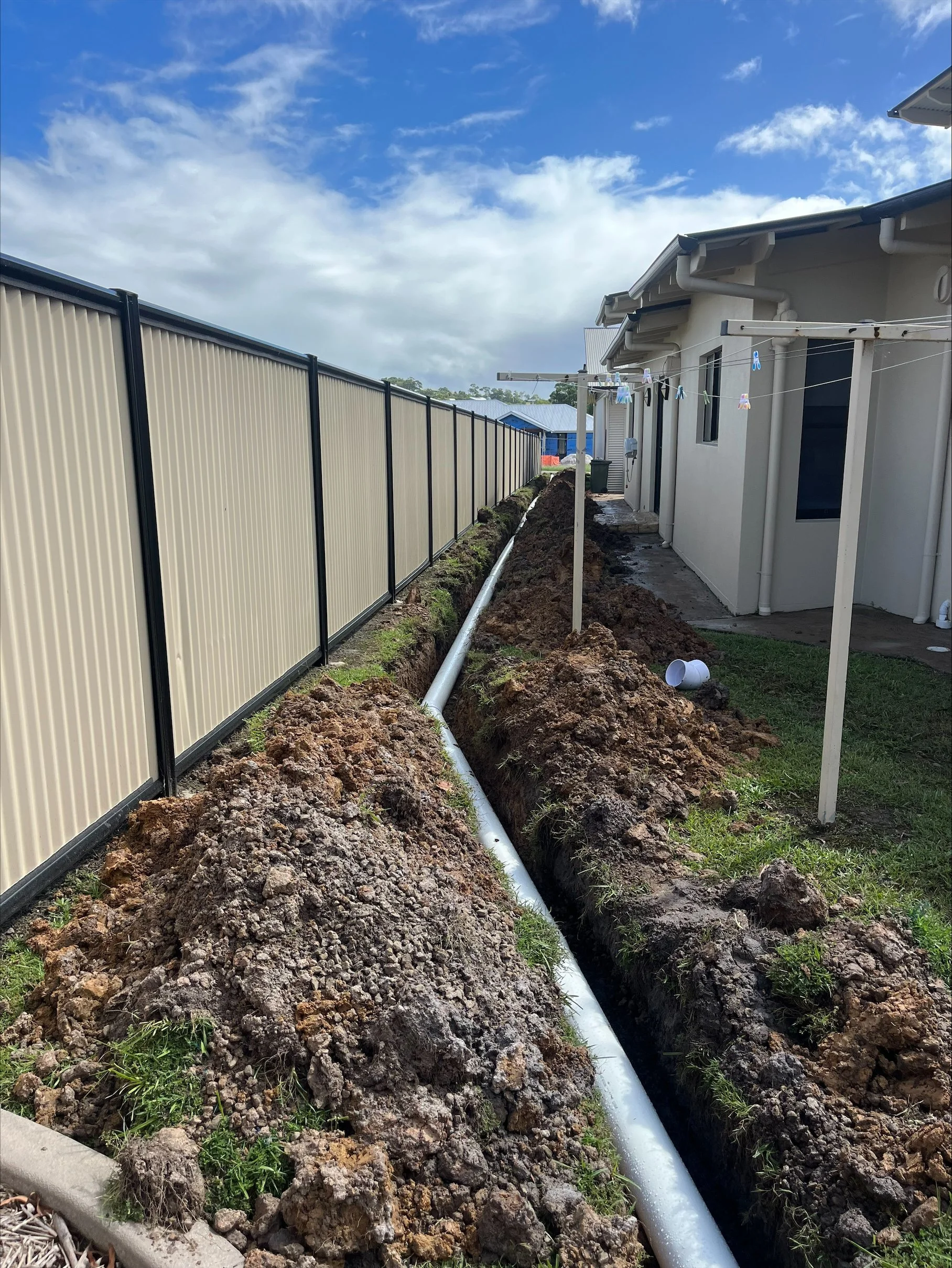 pipe install and large trench