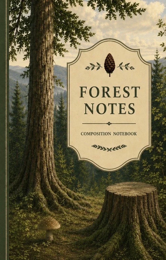 Cover of Forest Notes, featuring a tall tree in a quiet woodland.