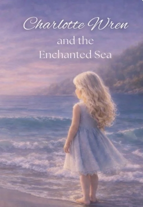 Cover of Charlotte Wren and the Enchanted Sea, featuring Charlotte standing beside a lavender-blue sea.