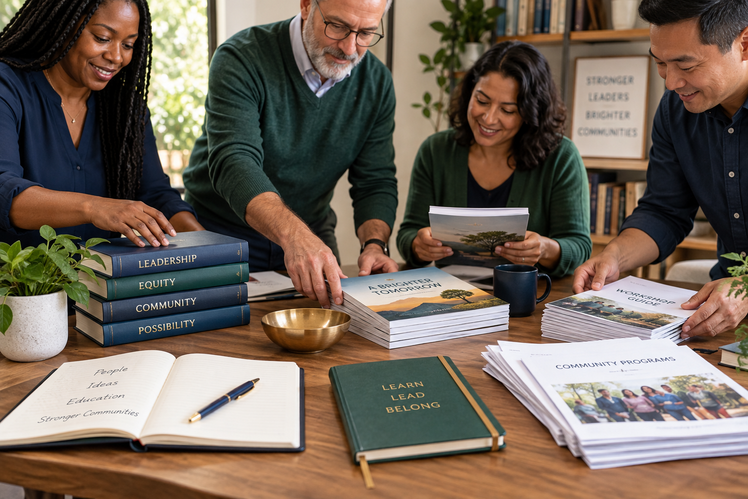 Community partners supporting leadership books, learning materials, and accessible programs