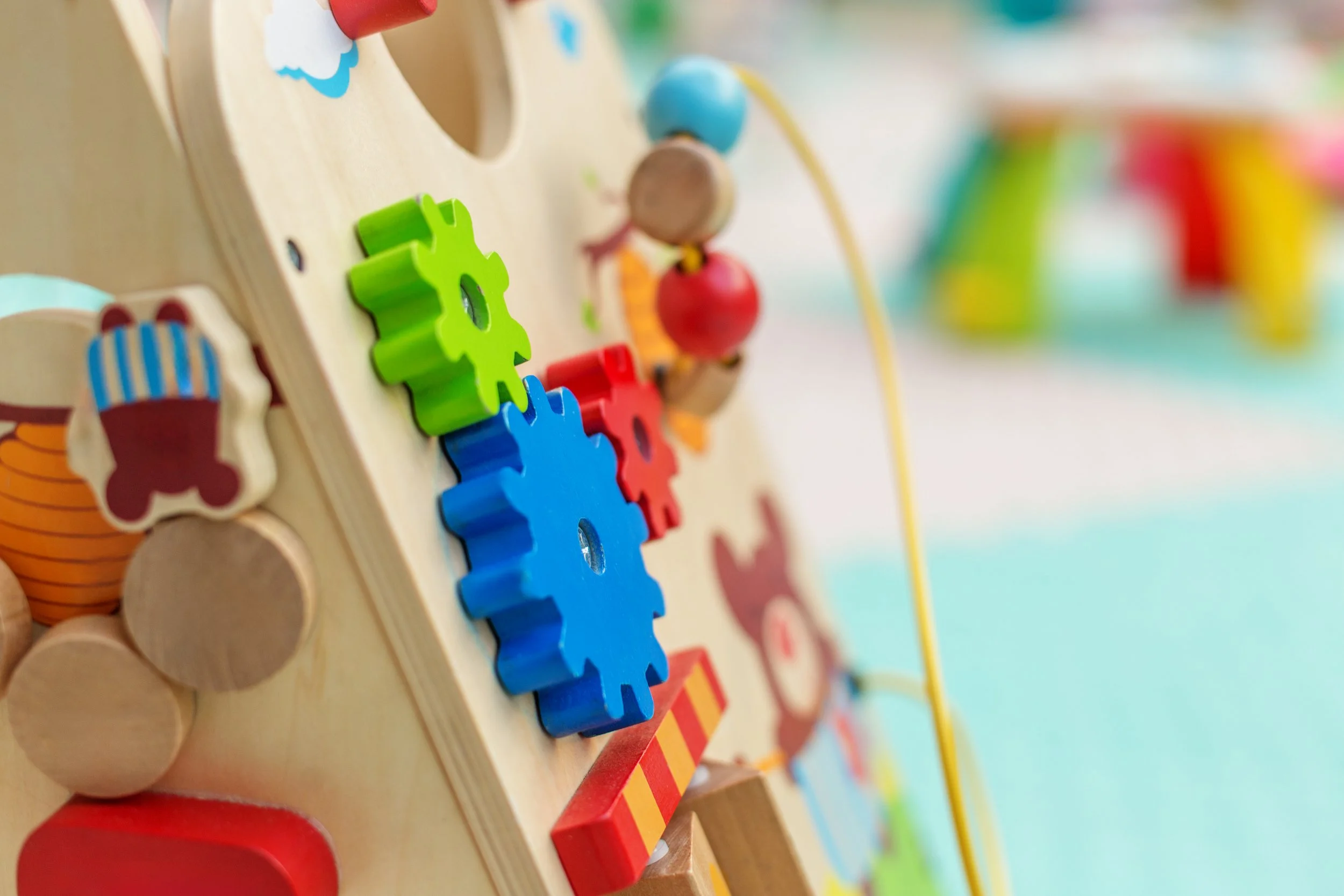 Close up of Montessori toys.
