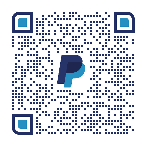 Een QR-code met het PayPal-logo in het midden.