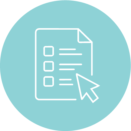 Icon of a checklist with a cursor clicking on it