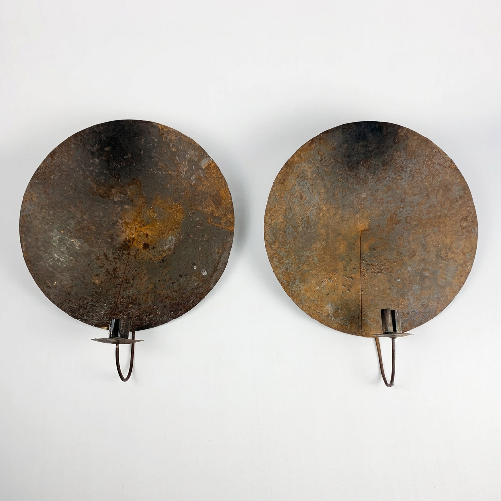 Pair Rustic Tin Wall Sconces