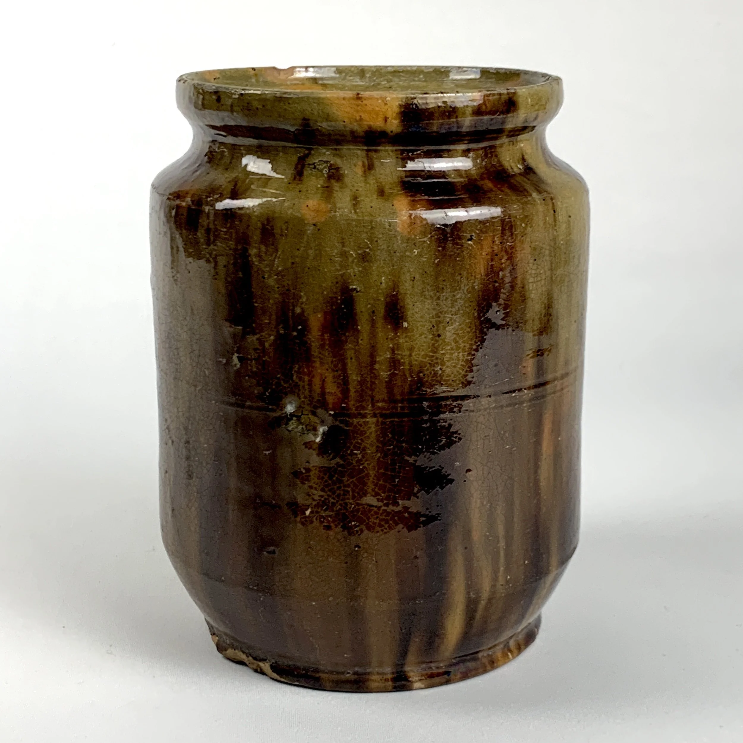 Redware Jar with Mottled Glaze