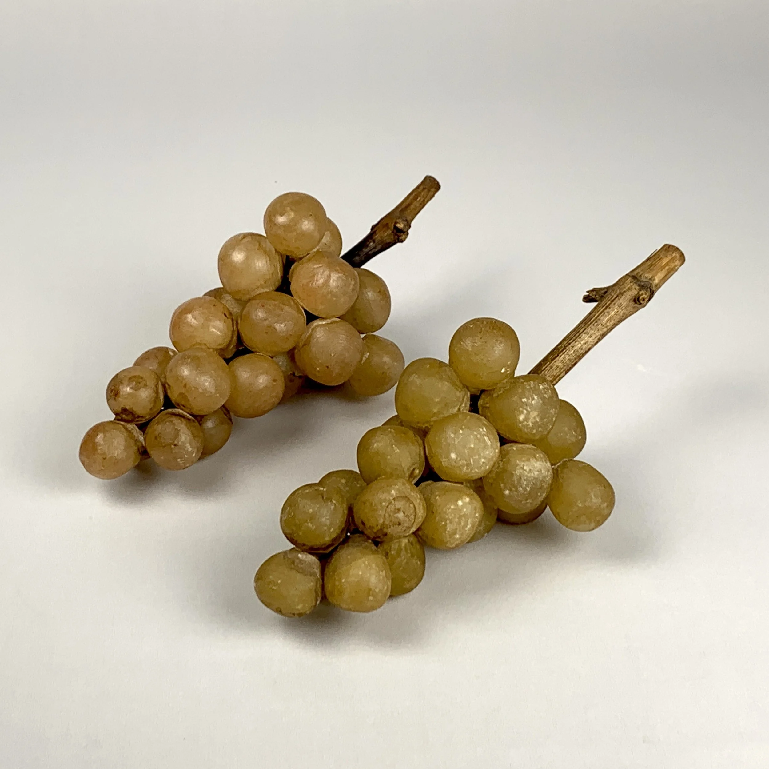 Pair Carved Stone Grape Clusters