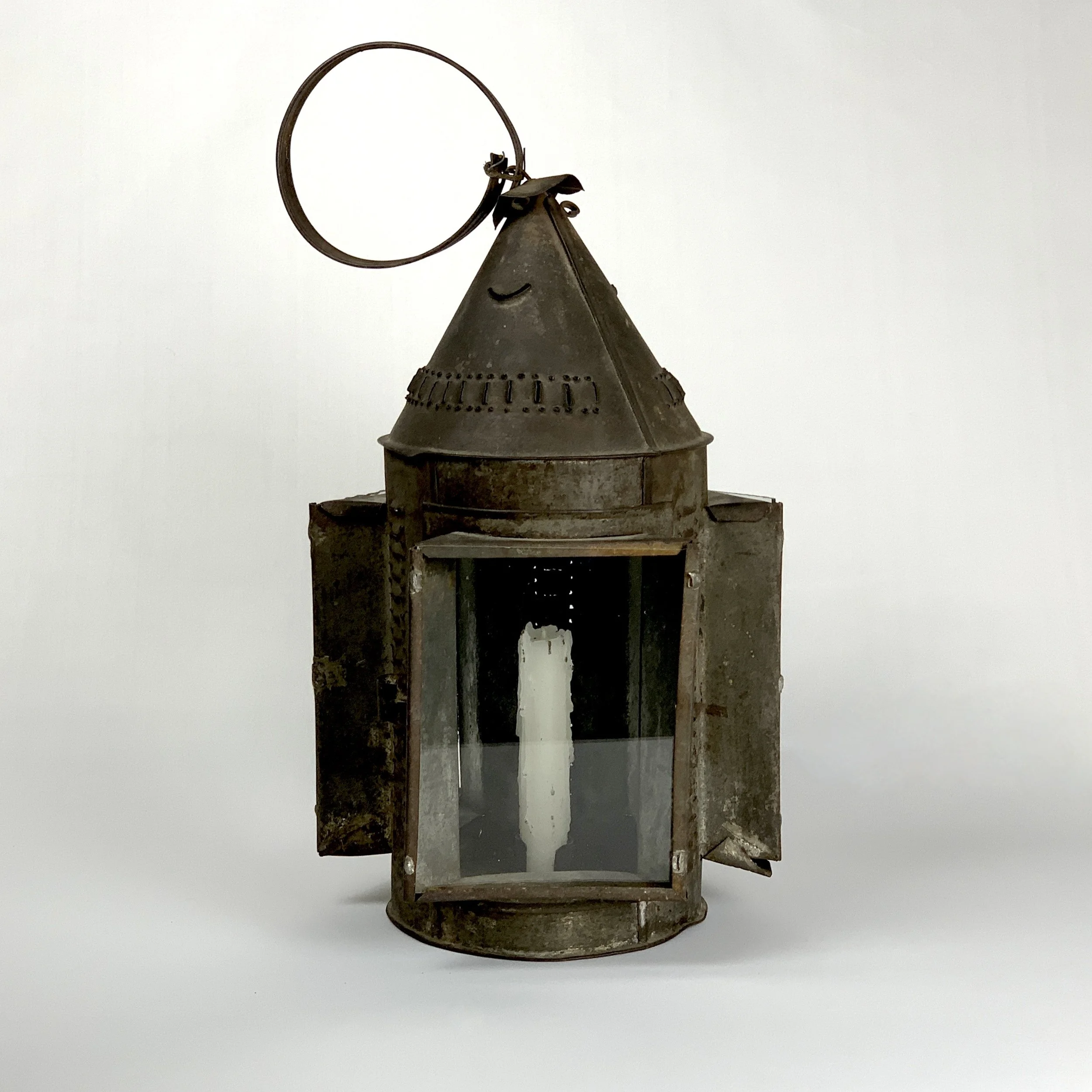 Pierced Tin Lantern with Glass Lites