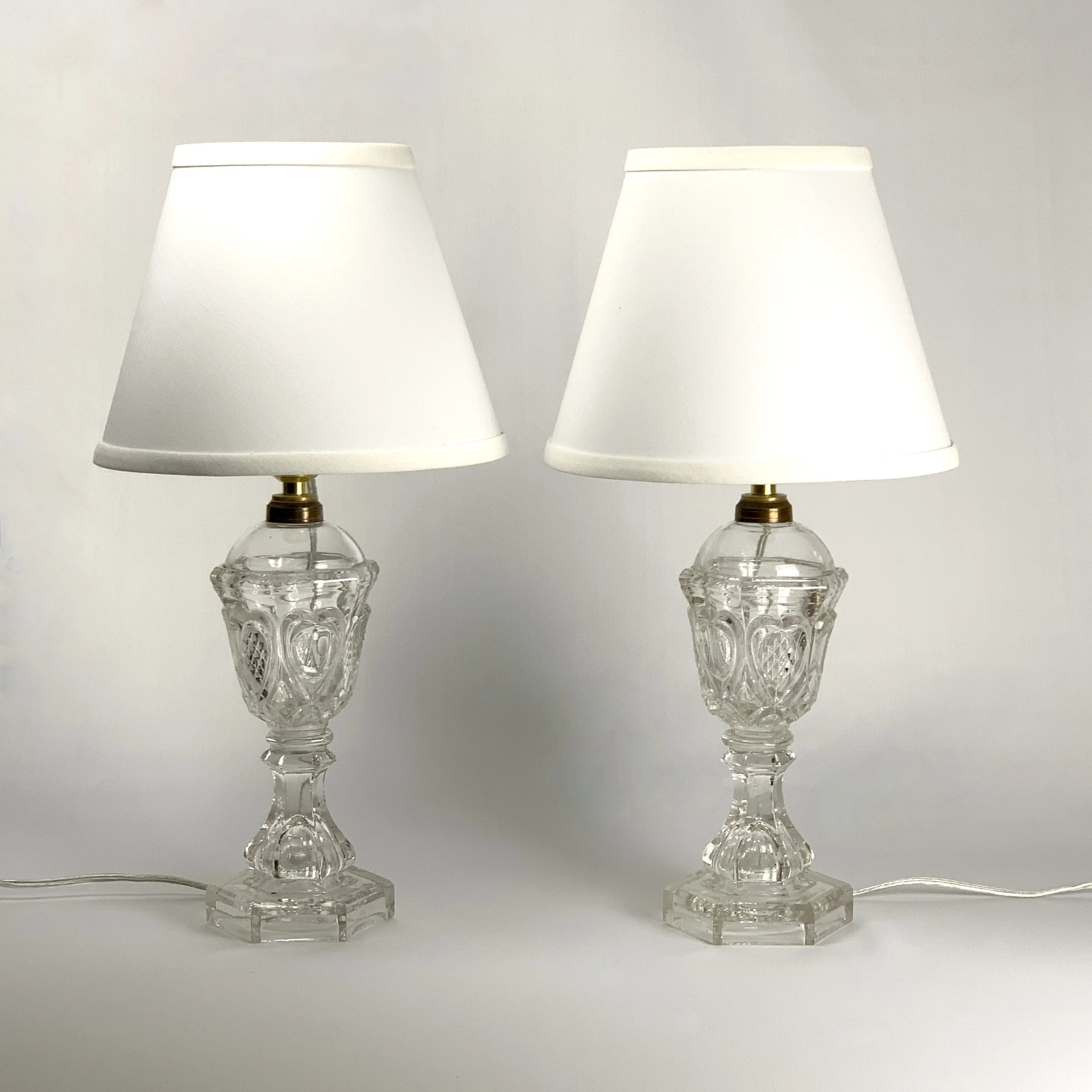 Pair Sandwich Glass Lamps
