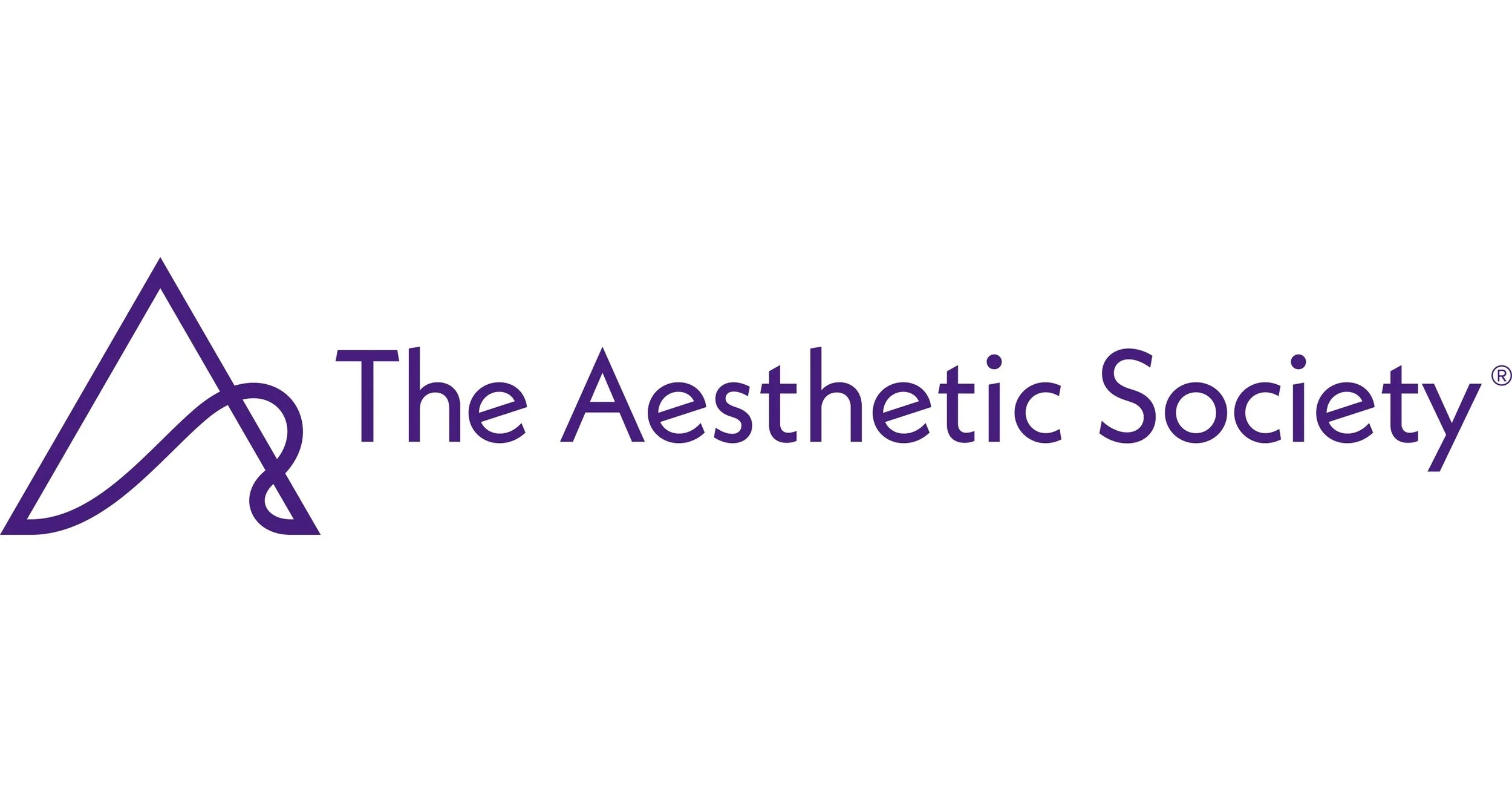Logo of The Aesthetic Society with a stylized purple geometric design and the organization's name in purple text