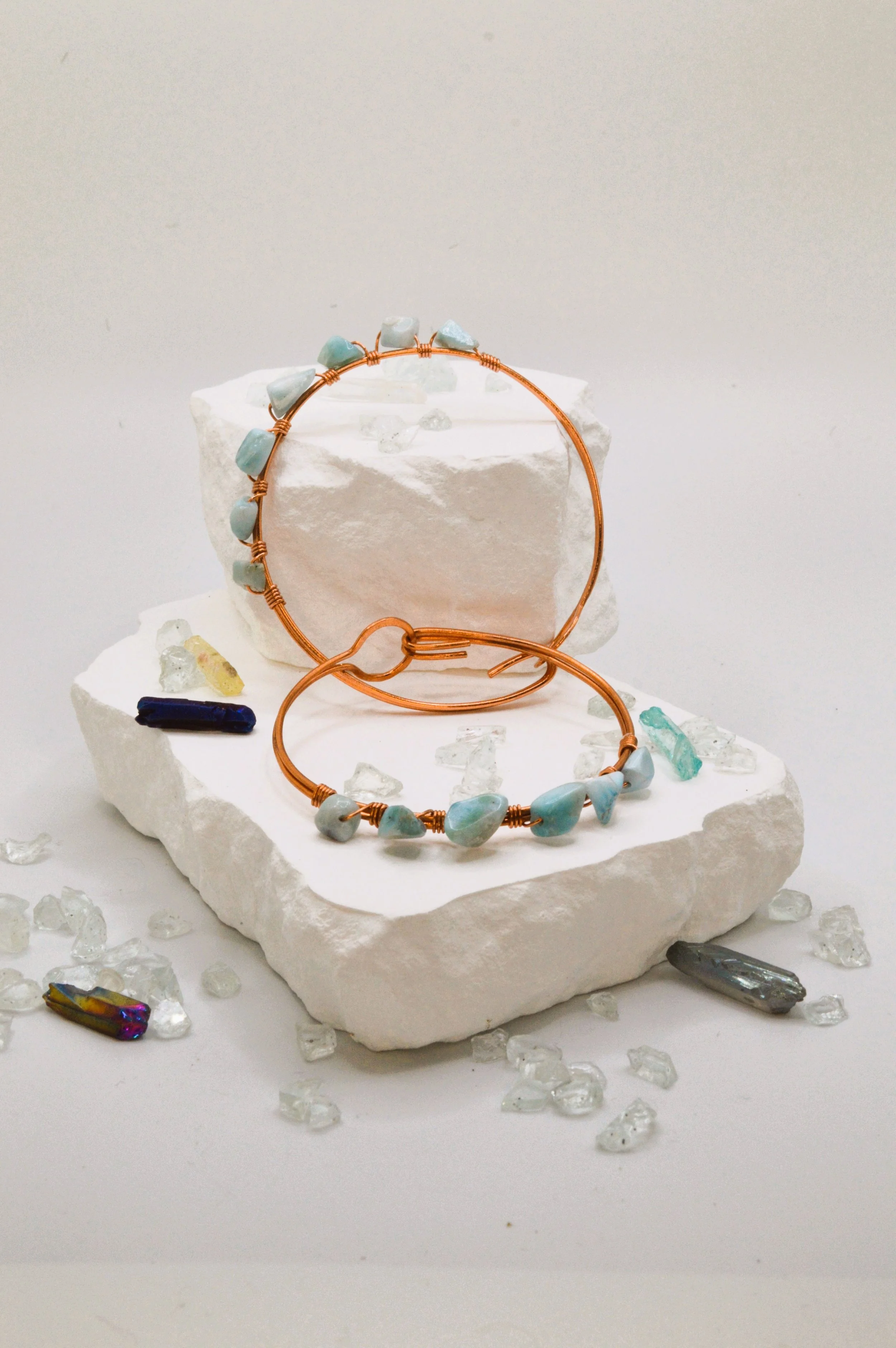 Jag Cuff Copper Bracelet - Handmade Cuff Bracelet with Larimar Gemstones