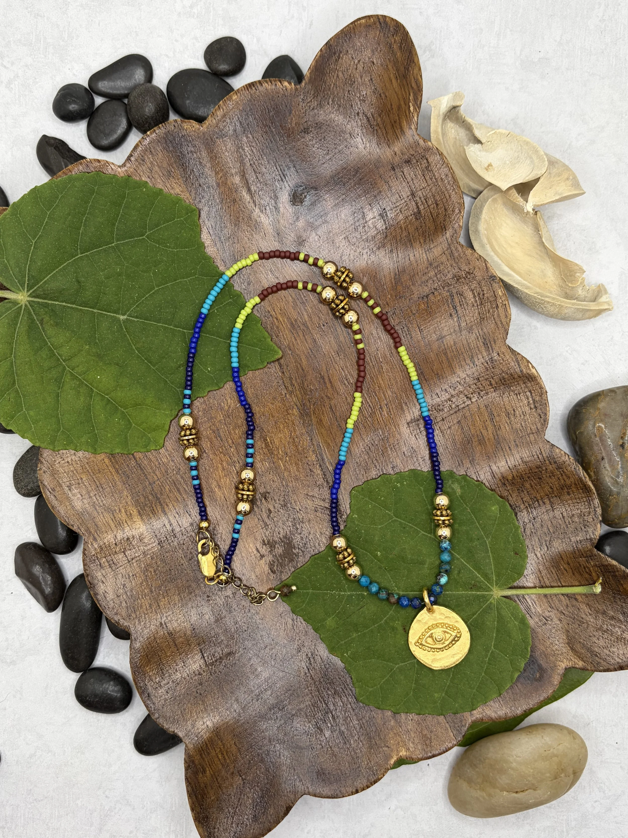 Horizon — Chrysocolla Seed Bead Eye Necklace