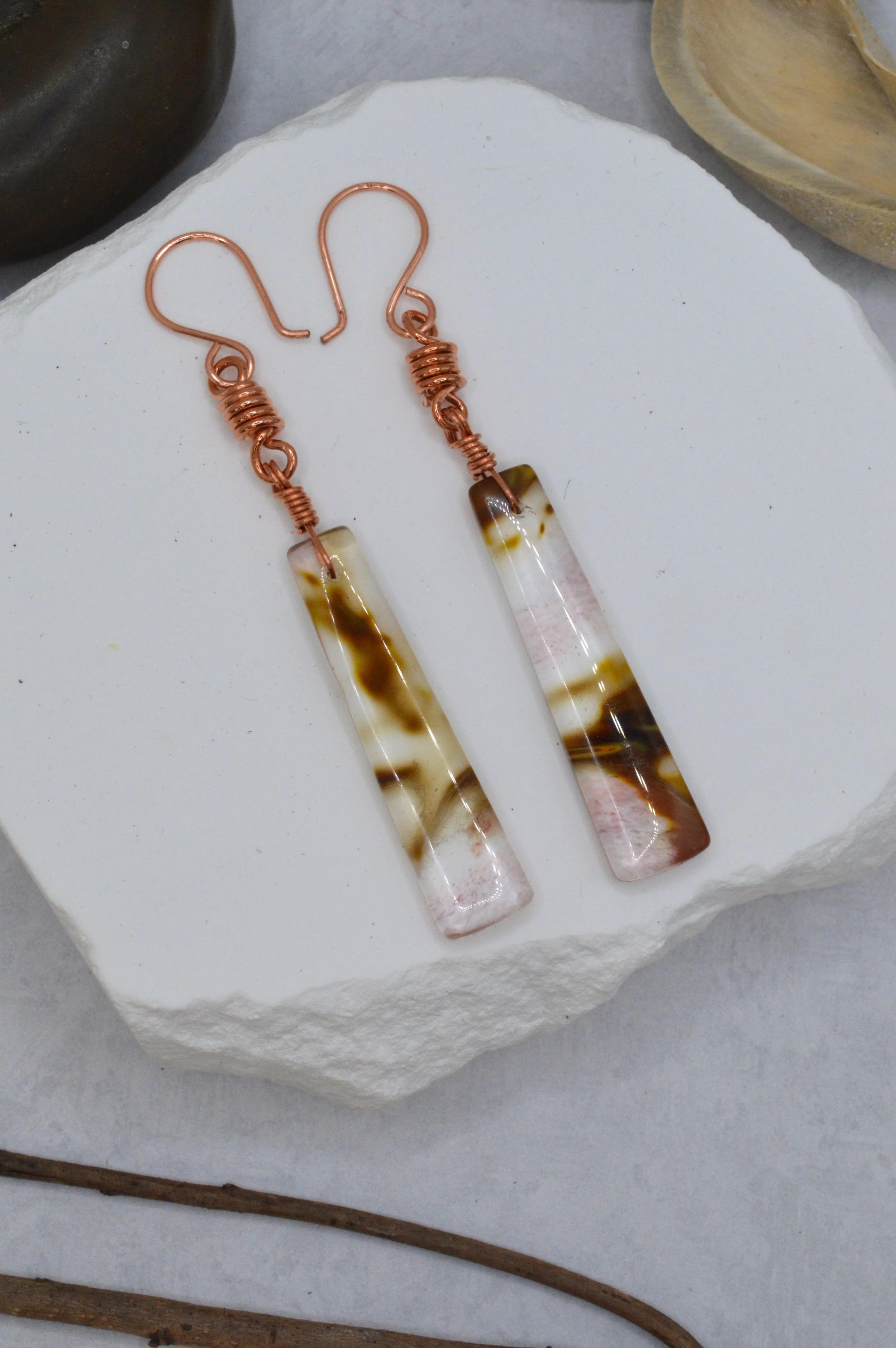 Desert Bloom — Desert Jasper Copper Wire Wrapped Earrings