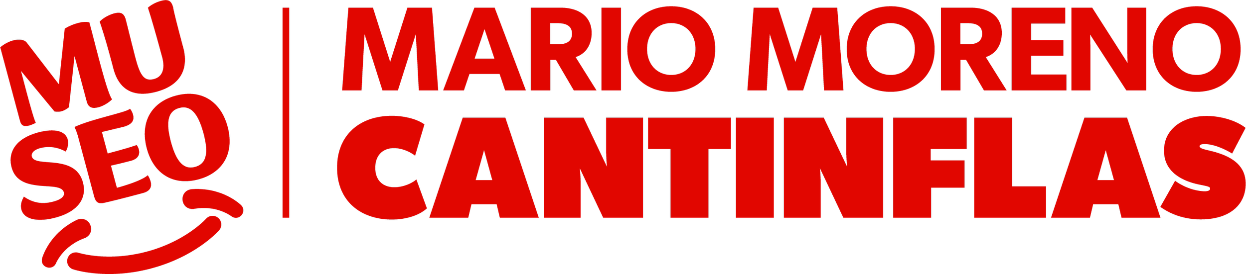 Logo en colores rojo y negro que dice 'Mundo Seño Mario Moreno Cantinflas' con una caricatura de una cara sonriente.