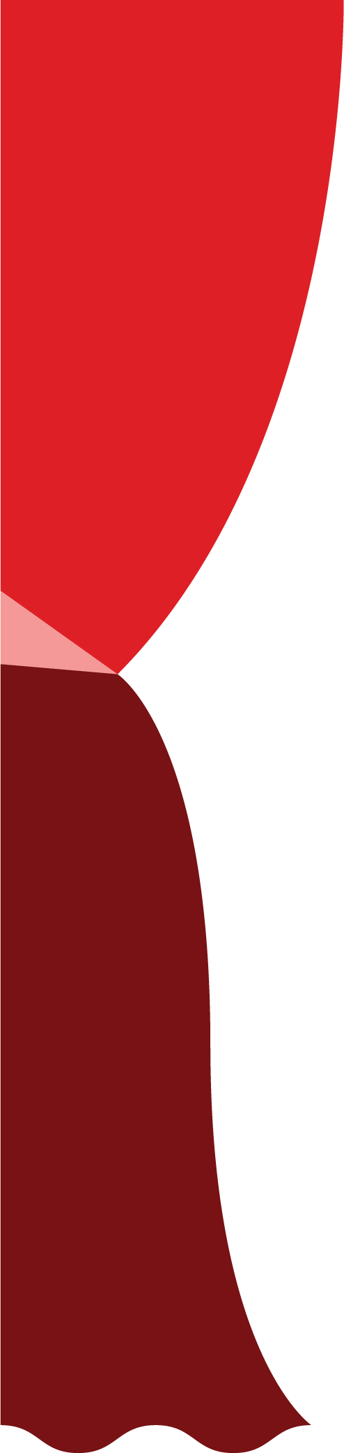 Ilustración que representa la cortina roja de un teatro, solo el lado derecho.