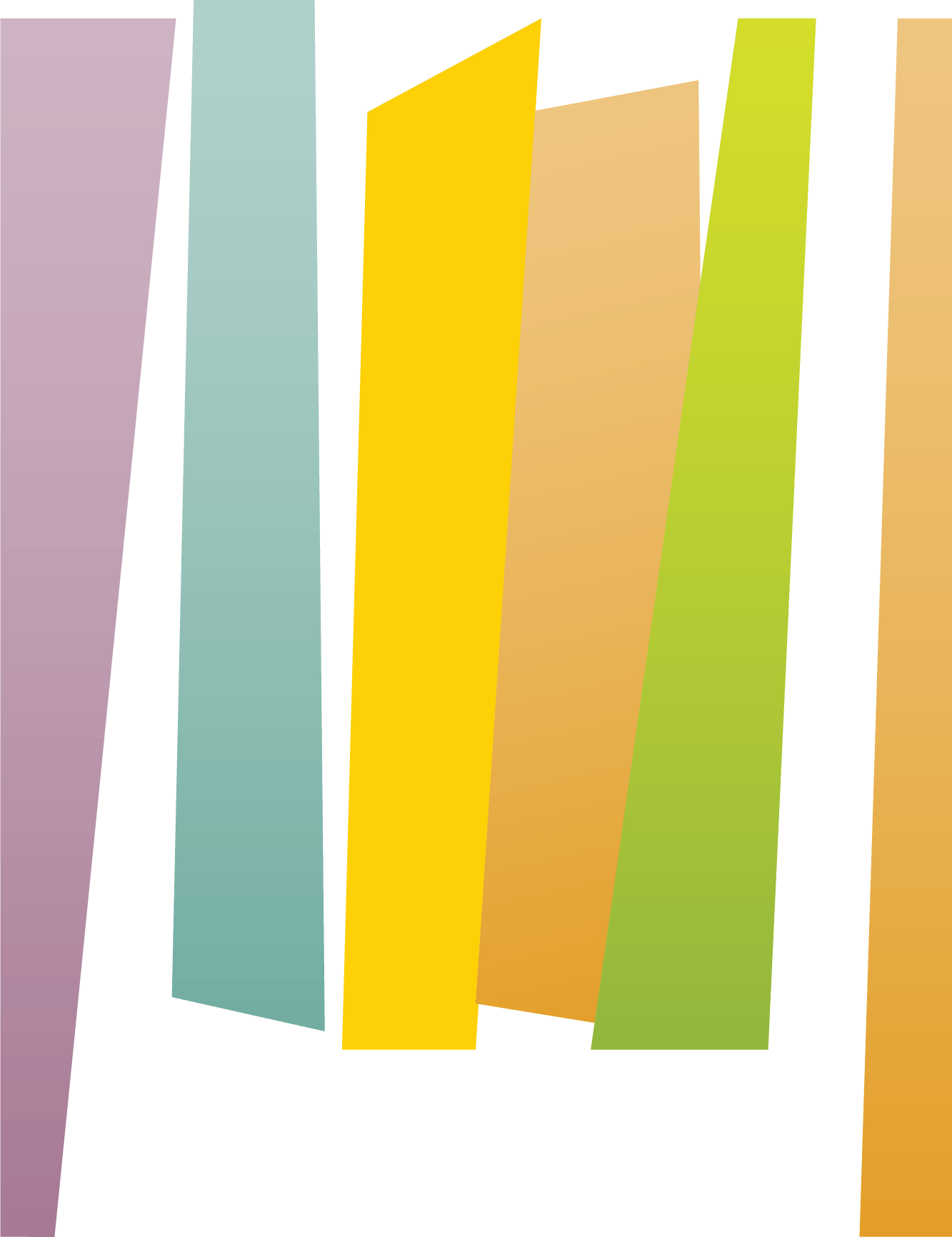 Imagen de barras de colores en diferentes tonos: morado, azul, amarillo, beige, verde y naranja, sobre fondo negro, en estilo abstracto.