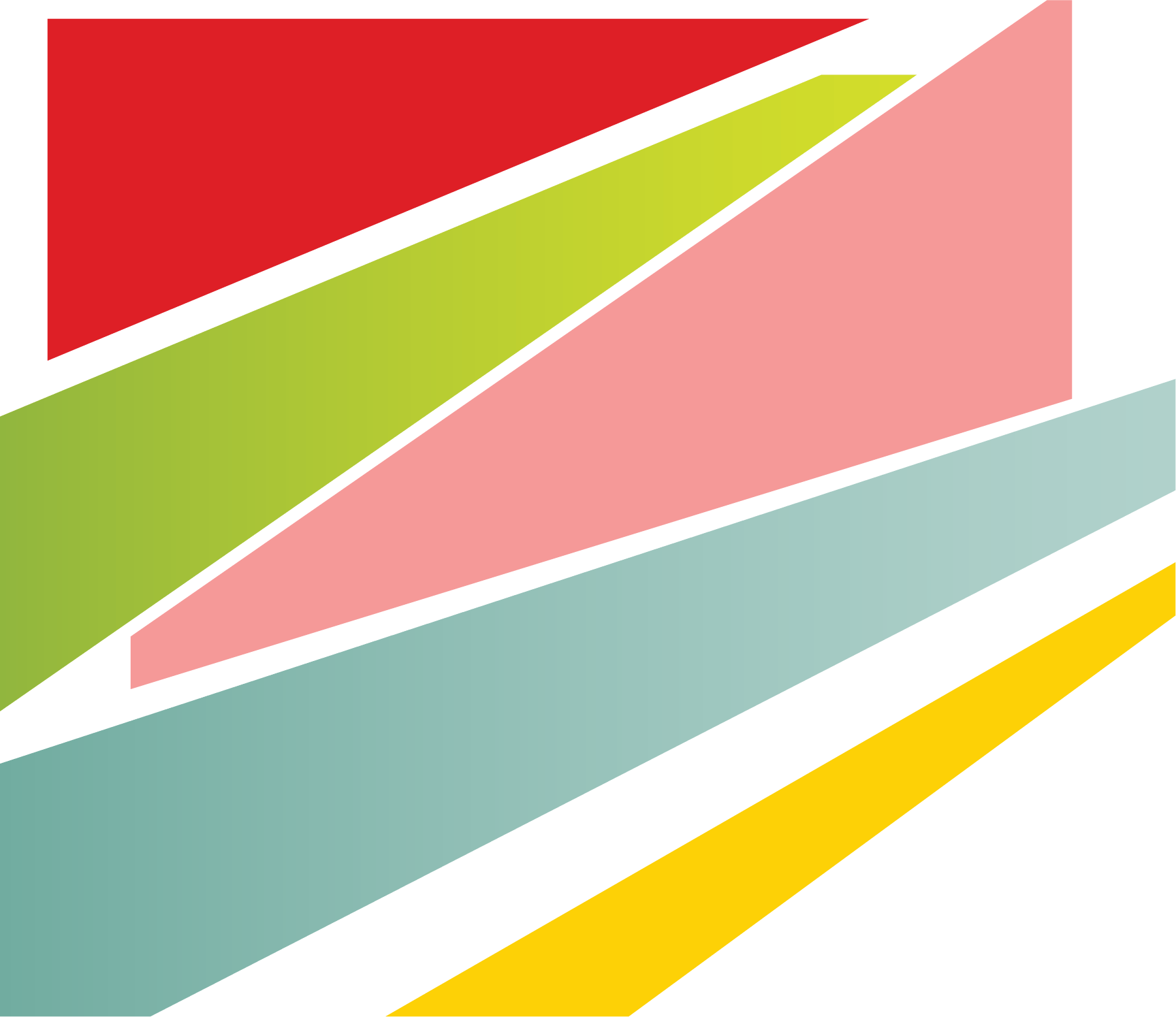 Ilustración abstracta con formas geométricas y rayas en colores rosa, verde, azul, amarillo, rojo y negro.