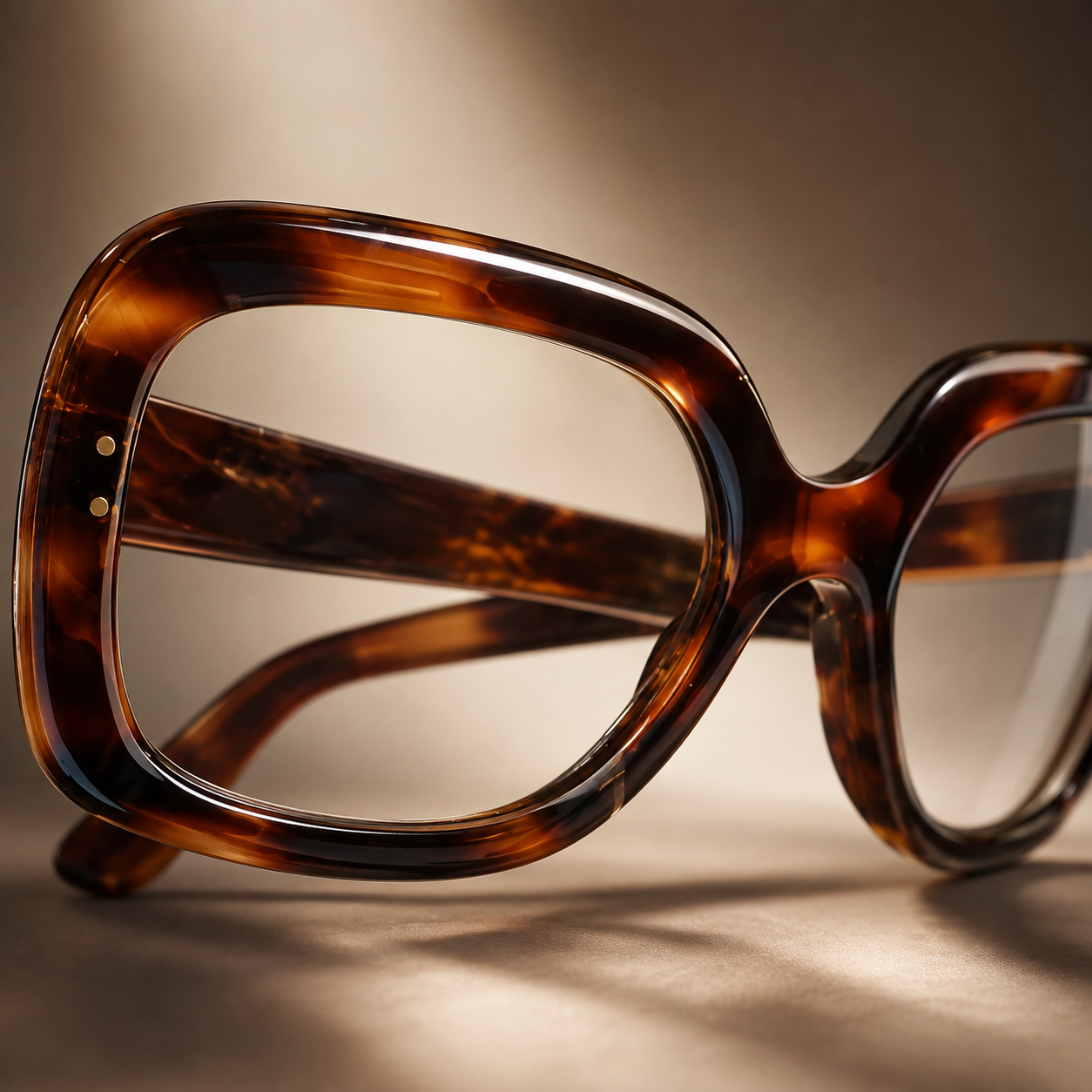 Gafas de sol de pasta color marrón con patrón de carey.