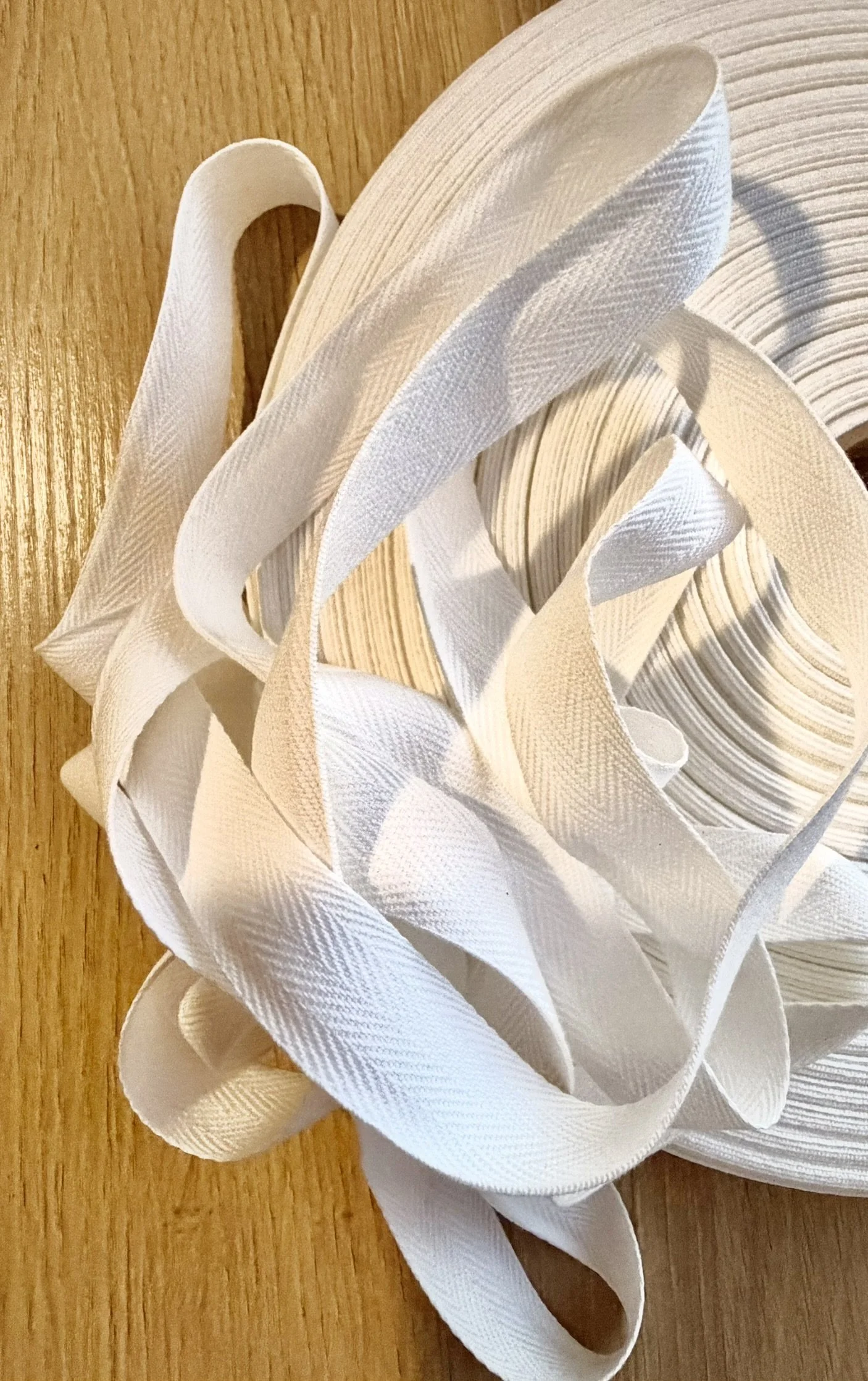 USA MADE 100% COTTON LT. WEIGHT  HERRINGBONE TWILL TAPE in WHITE OR GRAY