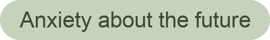 Text reading 'Anxiety about the future' on a light green background.