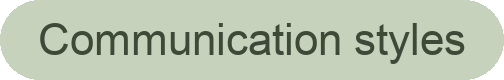 Speech bubble with the text 'Communication styles' on a light green background
