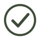 A black checkmark inside a black circle on a white background.