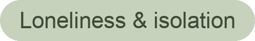 Text reading 'Loneliness & isolation' on a light green background