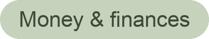 Text bubble with 'Money & finances' written inside