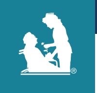 Silhouette of a person giving a haircut to a child, both facing each other, in white on a teal background.