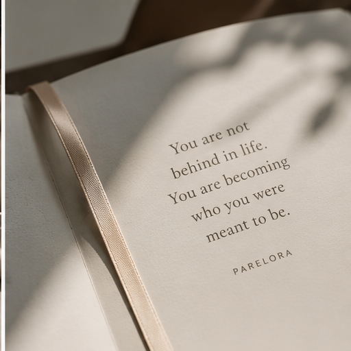 Open Parelora guided journal representing self-reflection, identity and the process of returning to yourself