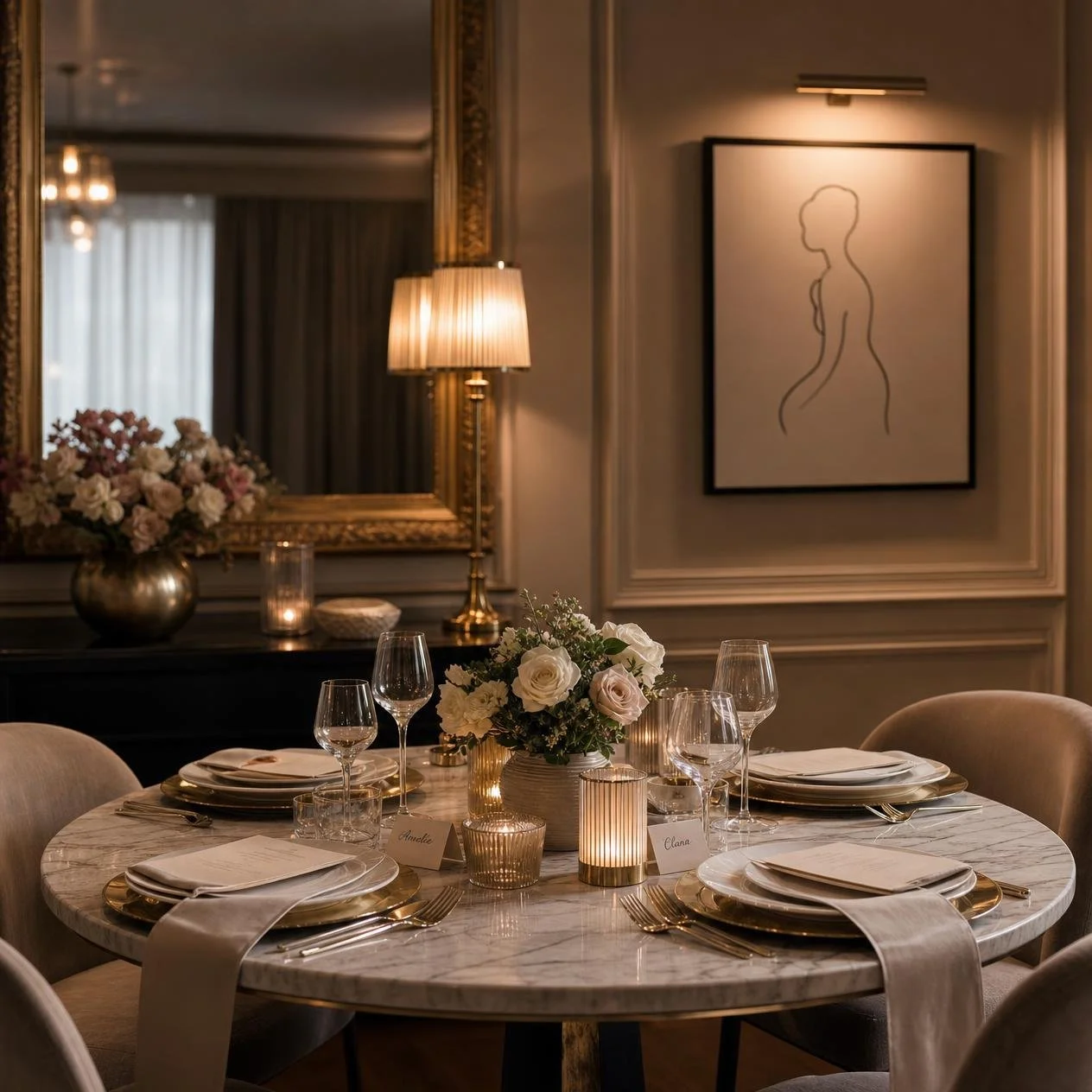 Elegant private dining table prepared for a Parelora women’s community gathering.