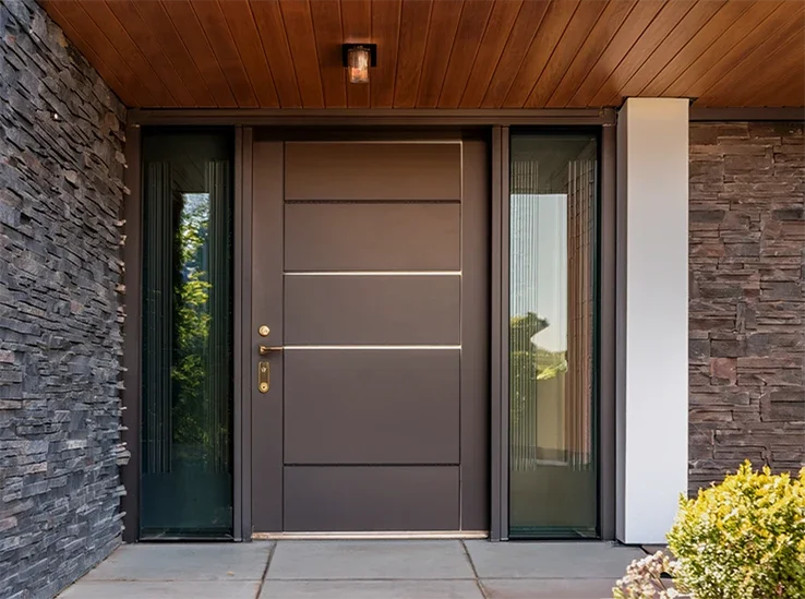 Modern front door to an affordable small ADU .