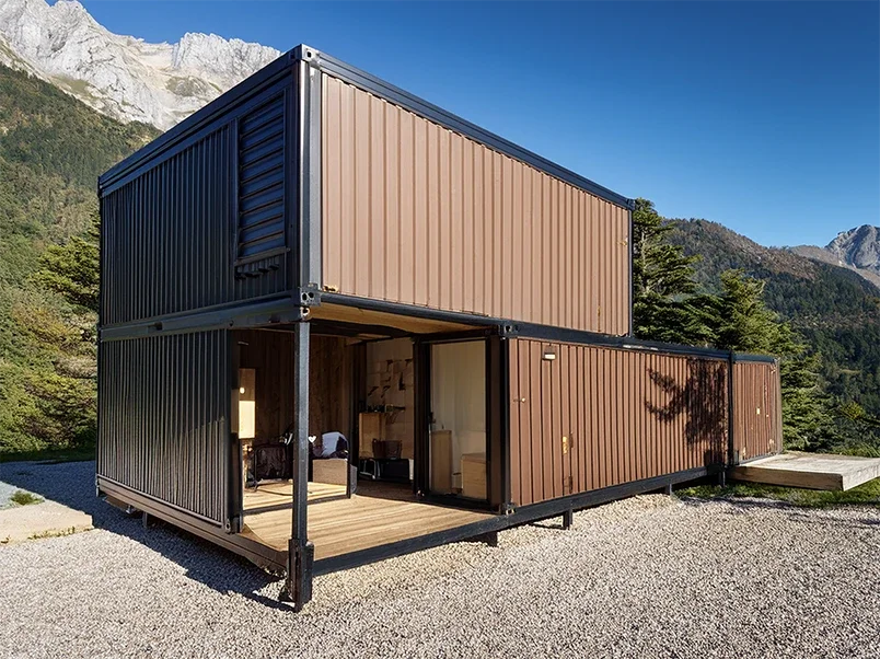 Two-story modern mountain retreat with affordability in mind.