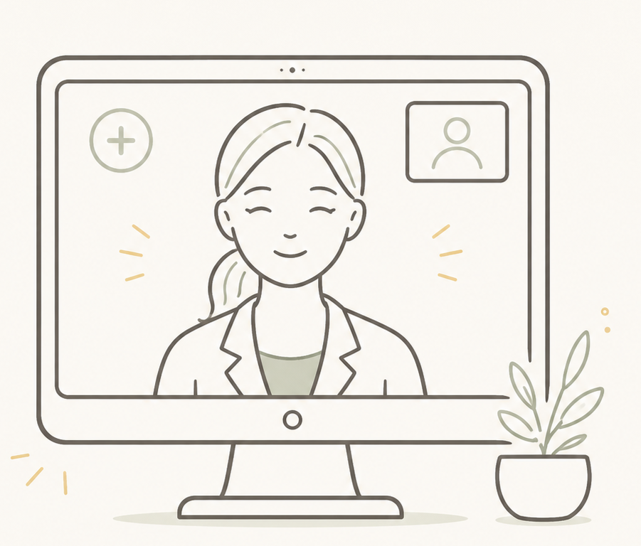 Illustration representing a telehealth consultation