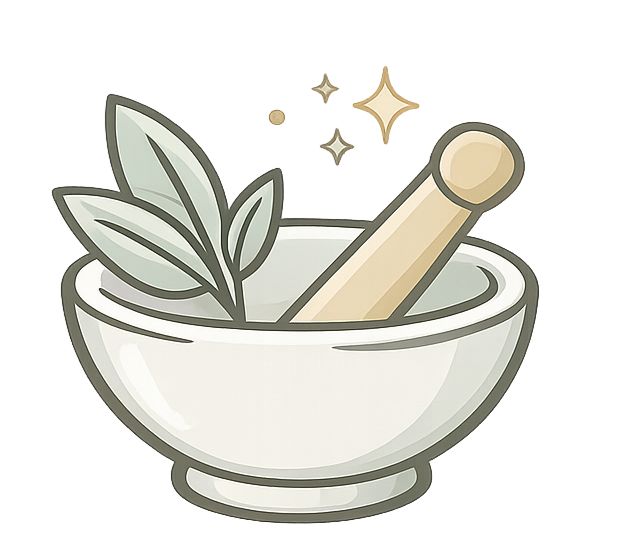 Mortar, pestle, and herbs representing Chinese herbal medicine