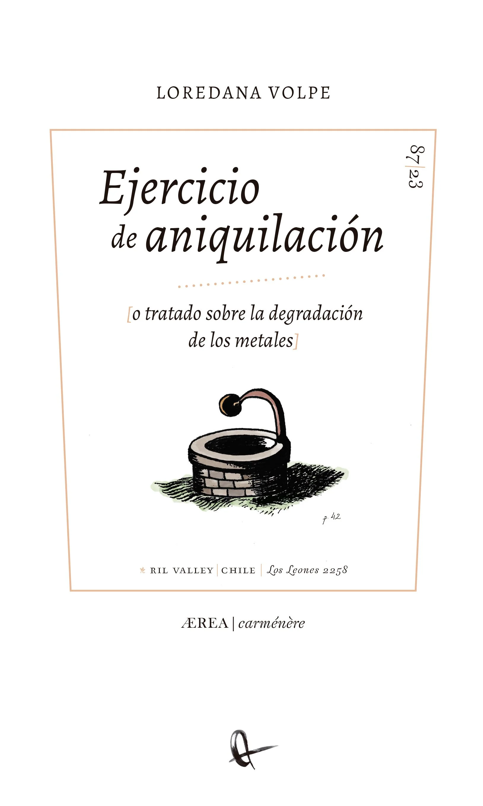 Portada del libro Ejercicio de aniquilación, de la poeta Loredana Volpe, publicado por RIL Editores..