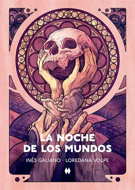 Portada del libro La noche de los mundos, ilustrada por Elsa Velasco, de la autora Loredana Volpe e Inés Galiano, publicado por Ediciones Mutis.