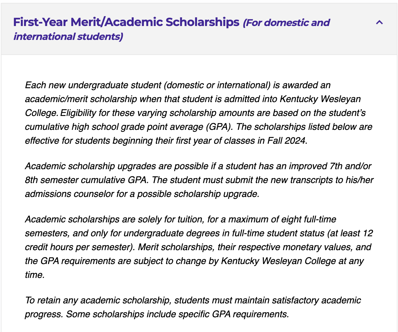 Kentucky Wesleyan College Scholarships
