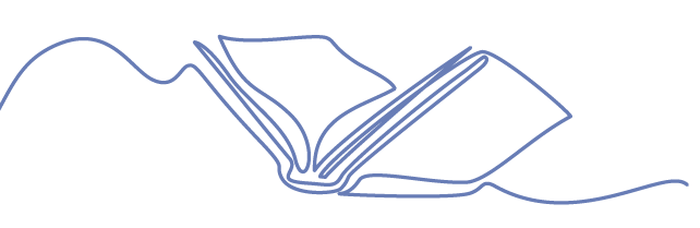 Line drawing of an open book with pages fanning out.