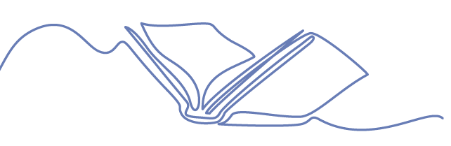 Line drawing of an open book with pages fanned out.