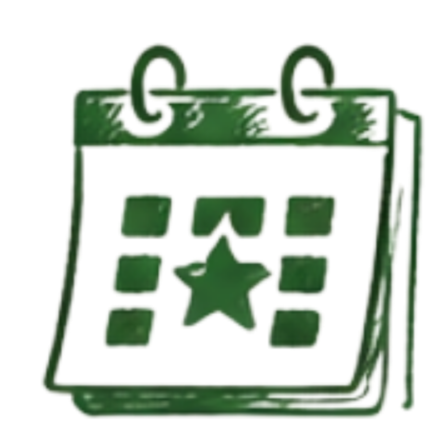 Weekly events calendar icon representing trivia nights, bingo, live music, and sports watch parties at Hoppin'.