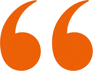 Orange quotation marks on a black background.
