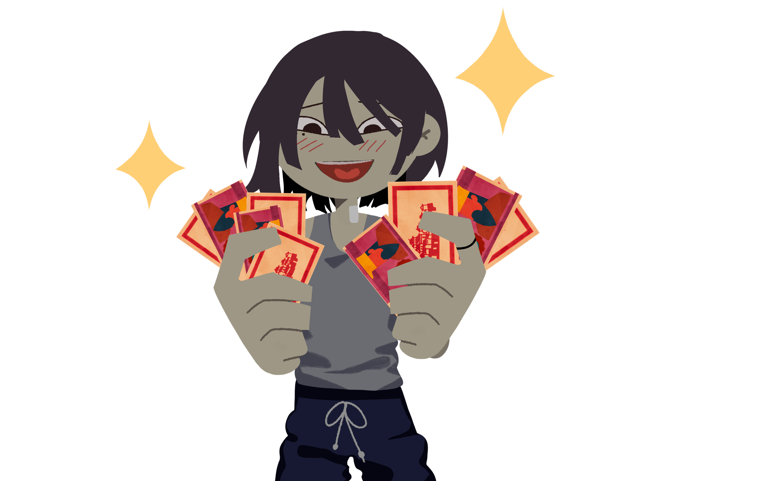 Holding Joss paper, happy.png