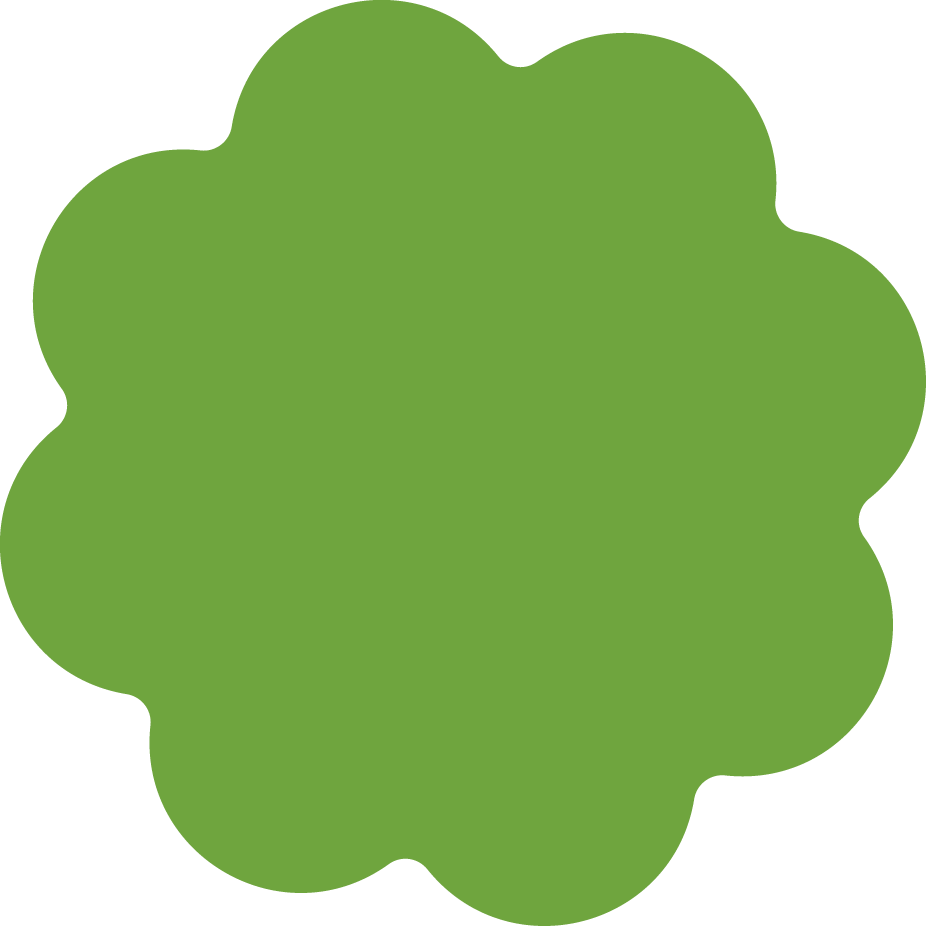 A solid light-green circle with scalloped edges.